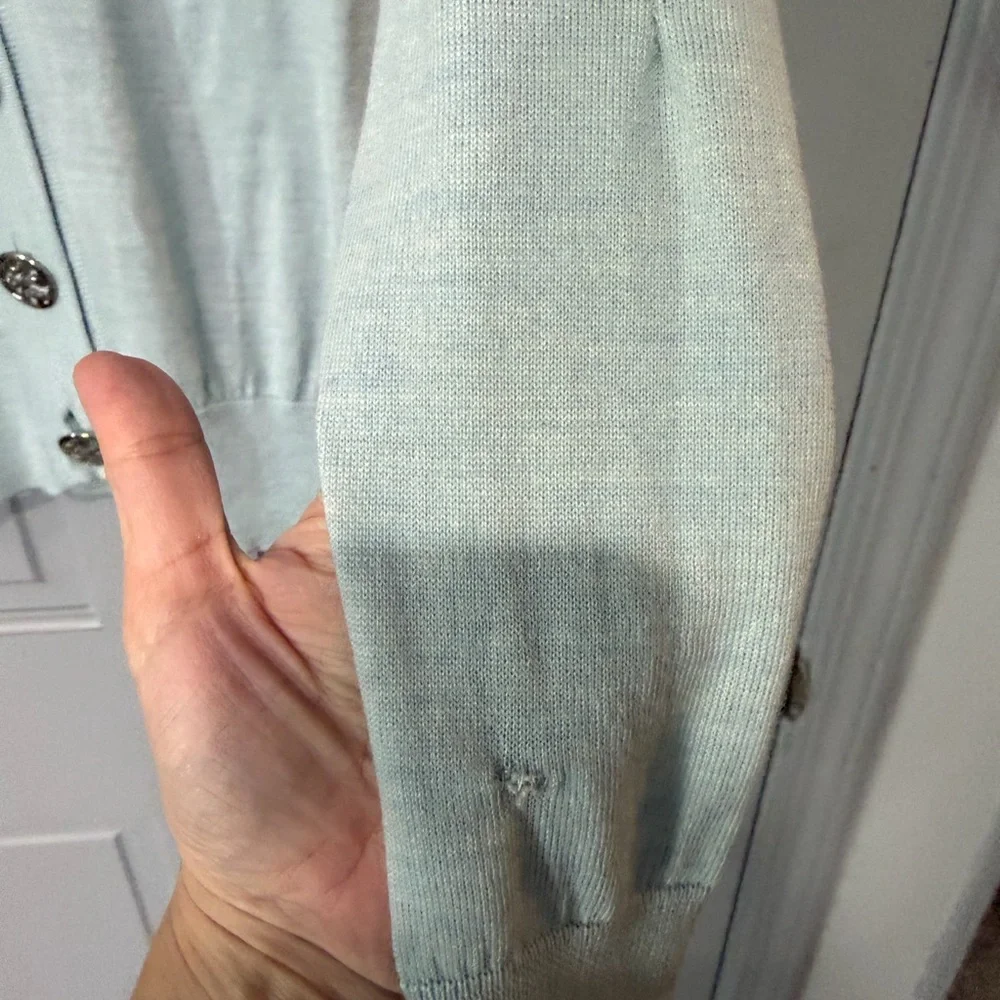 Tory Burch Light Mint Green Button-Front Cardigan